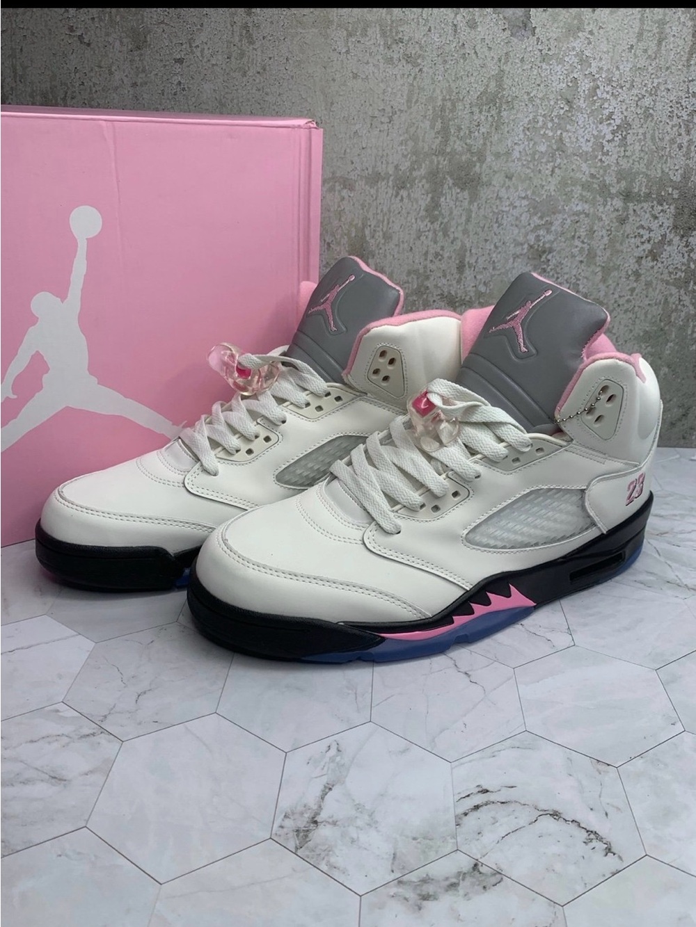 Jordan Women’s White, Pink & Gray Retro Basketball Sneakers